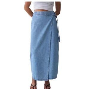 Levi's® Premium Denim COLUMN WRAP SKIRT Midi Blue Small NEW NWT